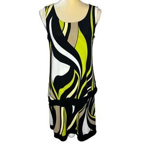 Eva Varro Sleeveless Tiered Dress Traveler Geometric Design Size Small